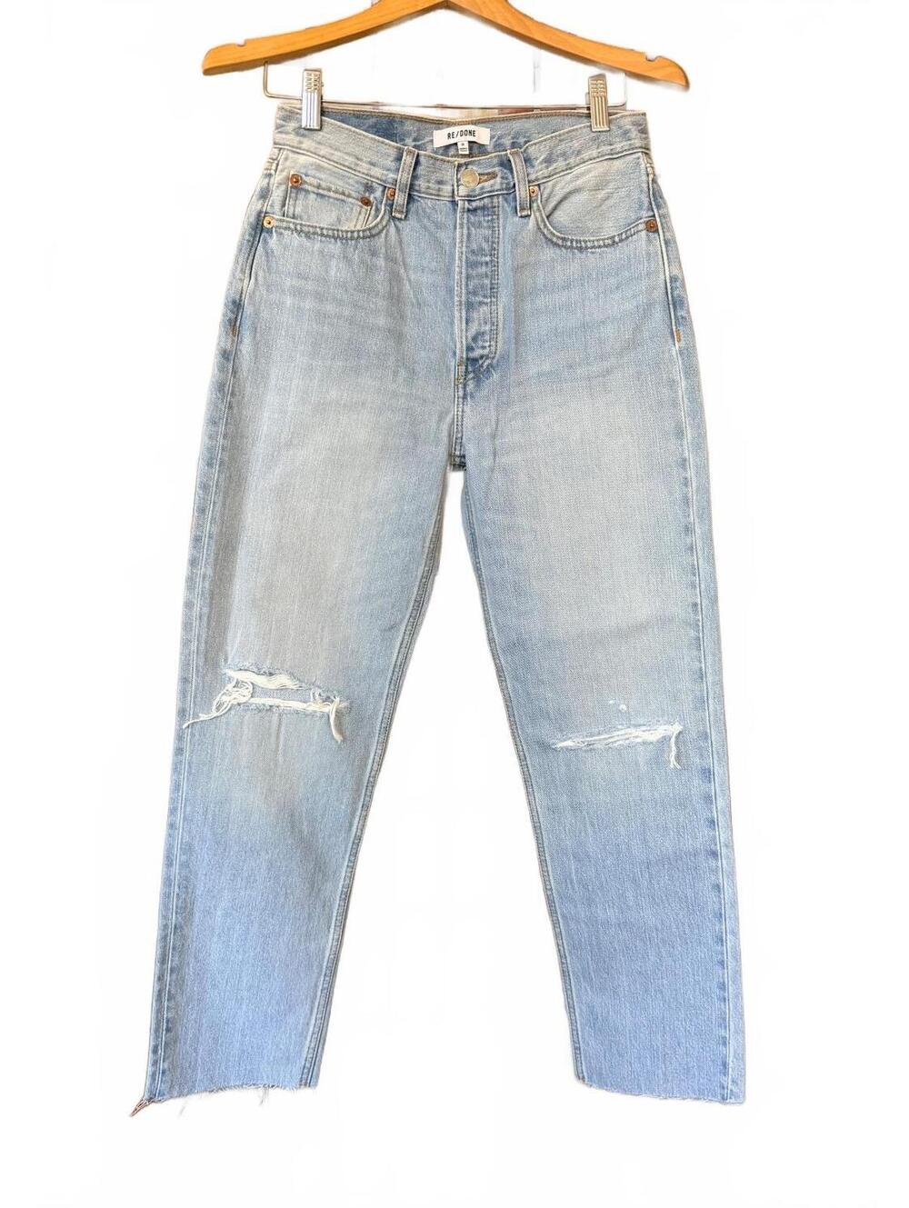 NWT RE/DONE Originals 70s Stove Pipe jeans, Surf Blue Destroyed